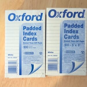 5 Packages Of Sealed Oxford White Ruled Index Pads 3x5"